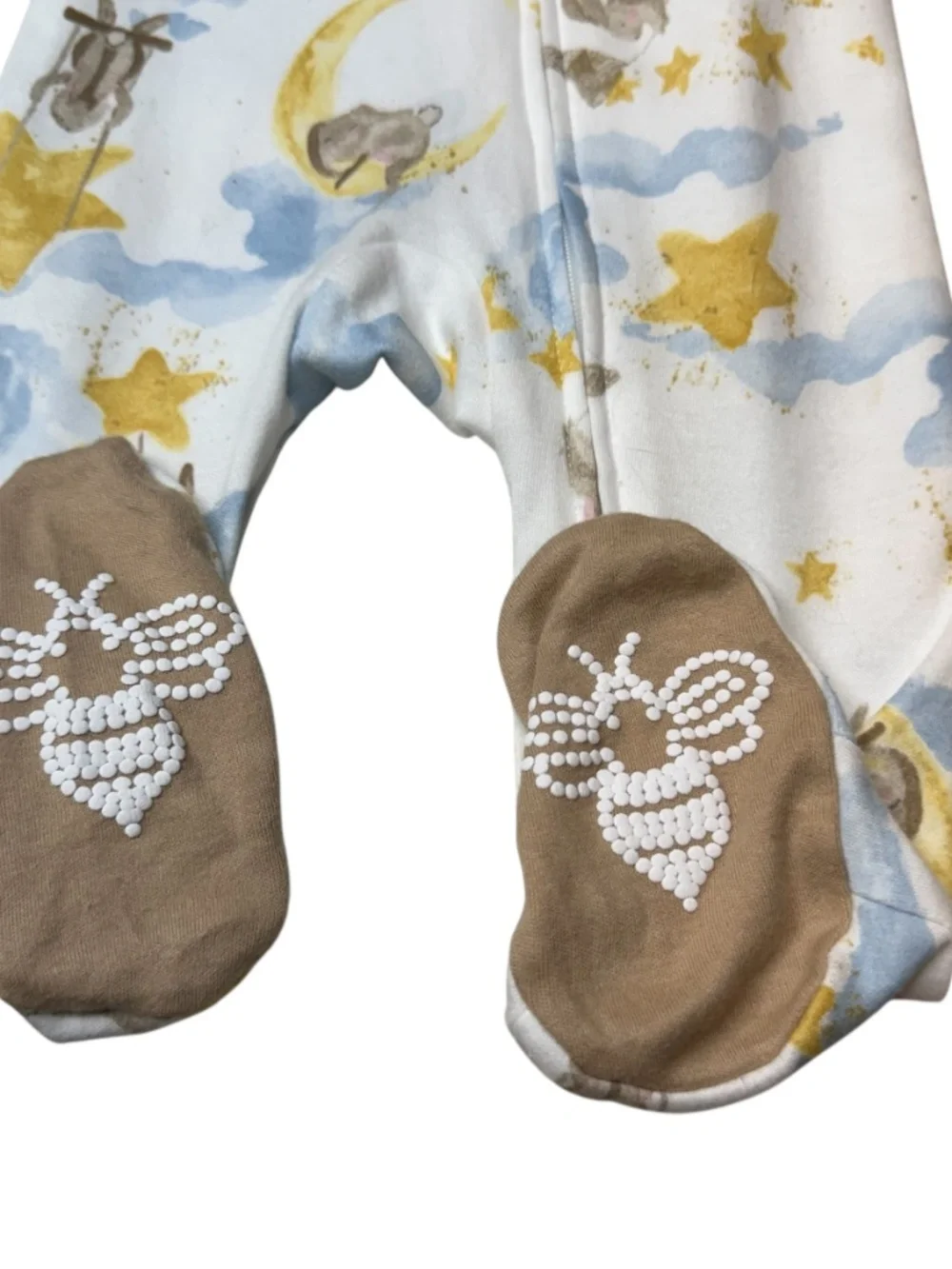 Burt's Bees Baby Moon & Stars Footed Zip Romper 3-6 Months